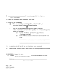 Form DC6:8.3 Complaint for Paternity, Custody, Parenting Time, and Child Support - Nebraska, Page 4