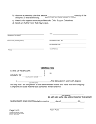 Form DC6:8.3 Complaint for Paternity, Custody, Parenting Time, and Child Support - Nebraska, Page 5