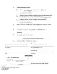 Form DC6:5.1 Complaint for Dissolution of Marriage (With Child(Ren)) - Nebraska, Page 6