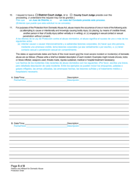 Form DC19:8 Petition and Affidavit to Obtain Domestic Abuse Protection Order - Nebraska (English/Spanish), Page 5