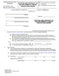Form DC19:8 &quot;Petition and Affidavit to Obtain Domestic Abuse Protection Order&quot; - Nebraska
