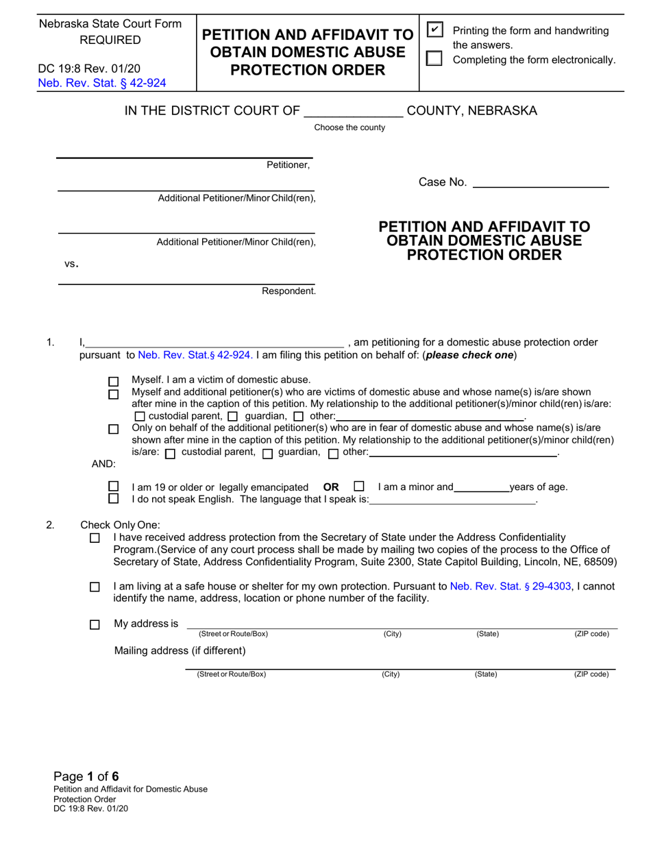 Form DC198 Fill Out, Sign Online and Download Fillable PDF, Nebraska