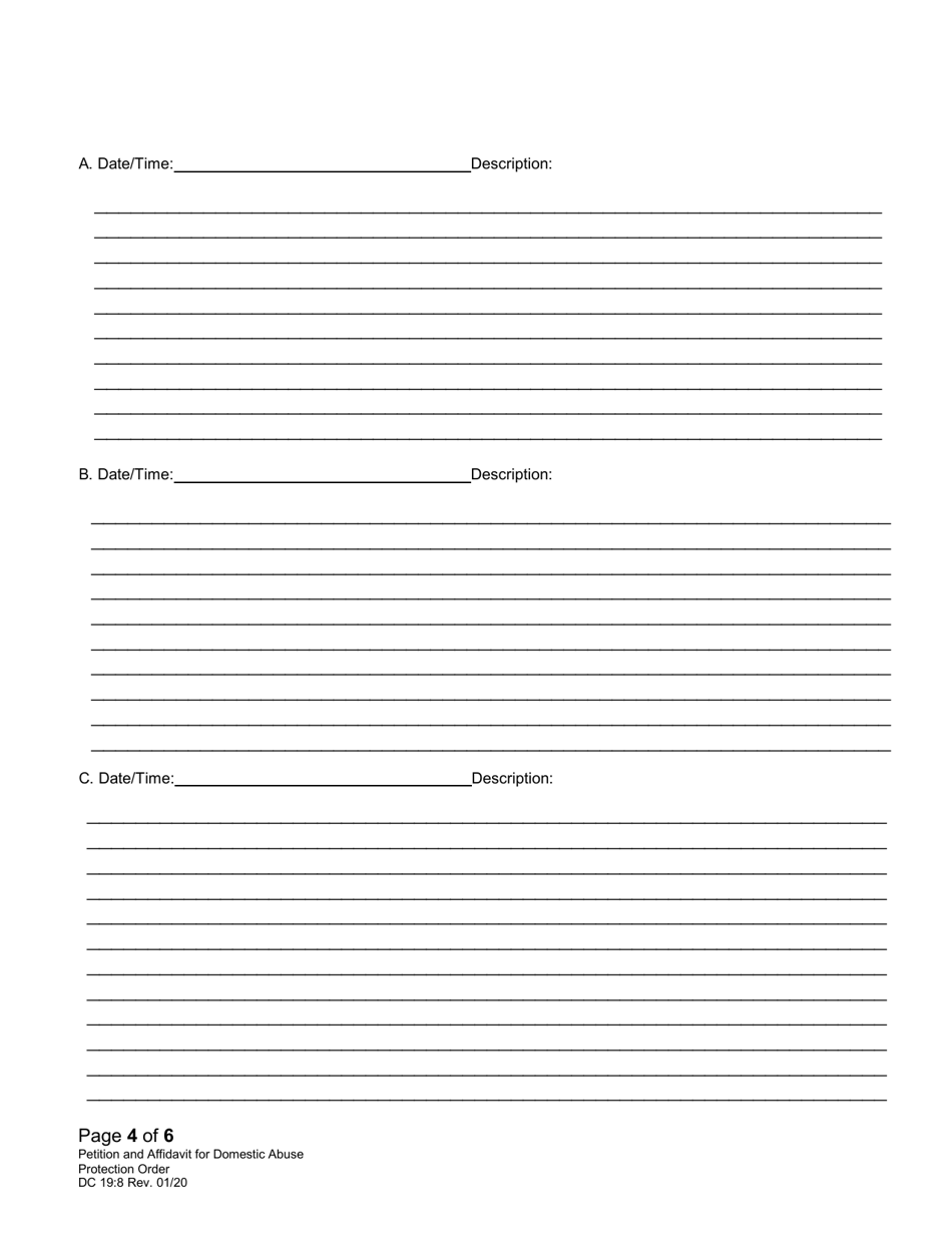 Form DC19:8 Petition and Affidavit to Obtain Domestic Abuse Protection Order - Nebraska, Page 4