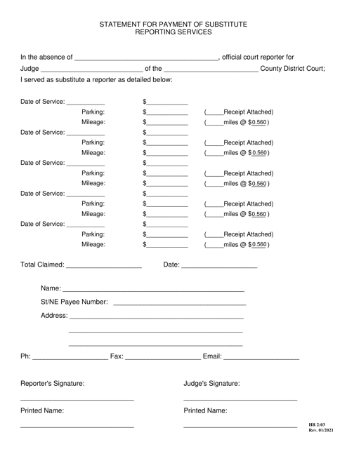 Form HR2:03  Printable Pdf