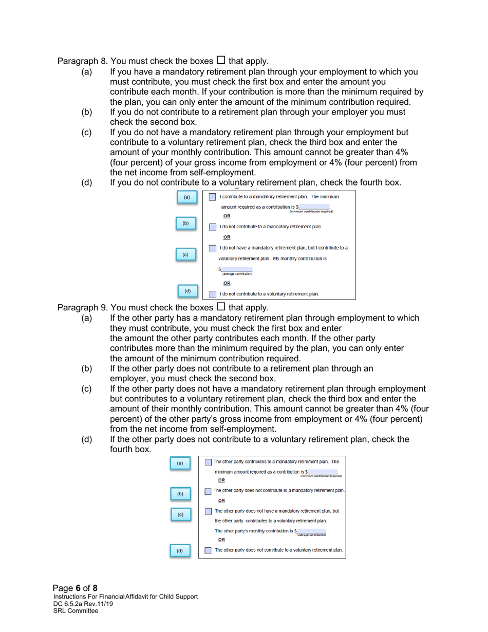 Instructions for Form DC6:5.2 Financial Affidavit for Child Support - Nebraska, Page 6