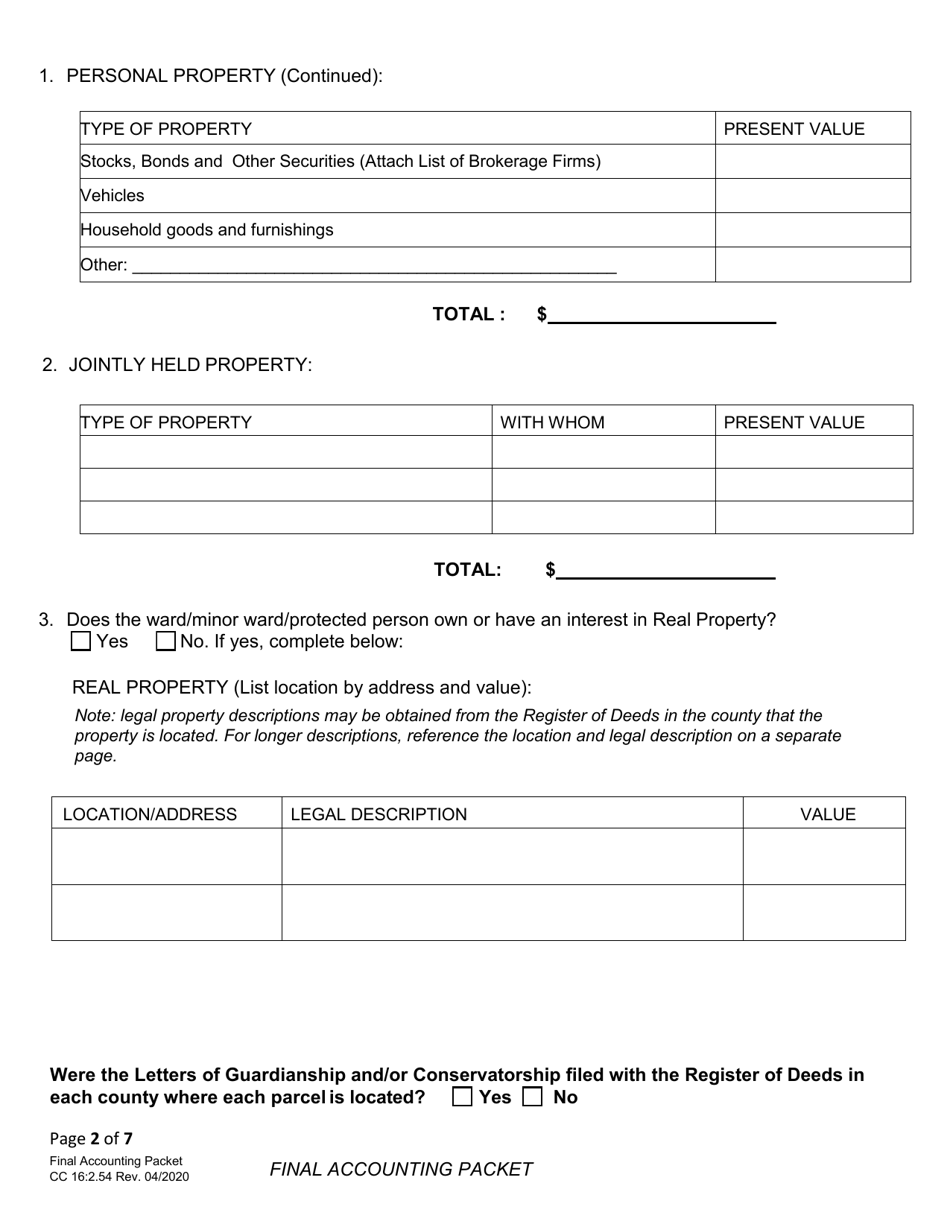 Form CC16:2.54 Final Accounting Packet - Nebraska, Page 4