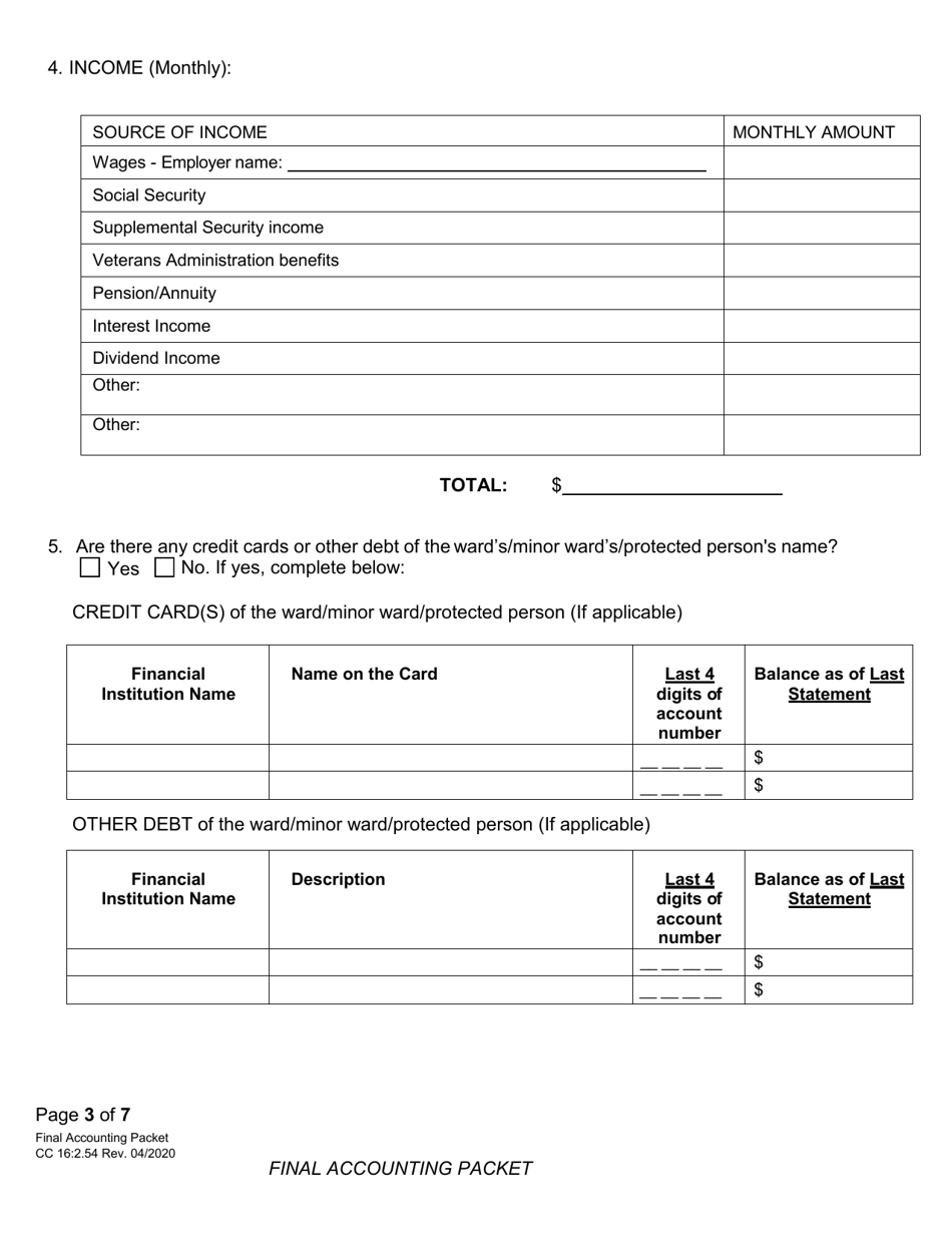 Form CC16:2.54 Final Accounting Packet - Nebraska, Page 5