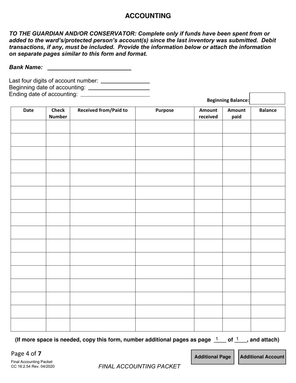 Form CC16:2.54 Final Accounting Packet - Nebraska, Page 6