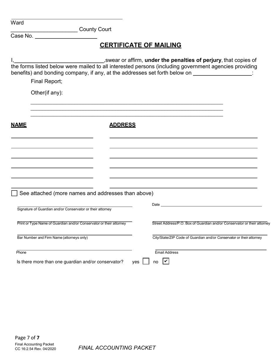 Form CC16:2.54 Final Accounting Packet - Nebraska, Page 9