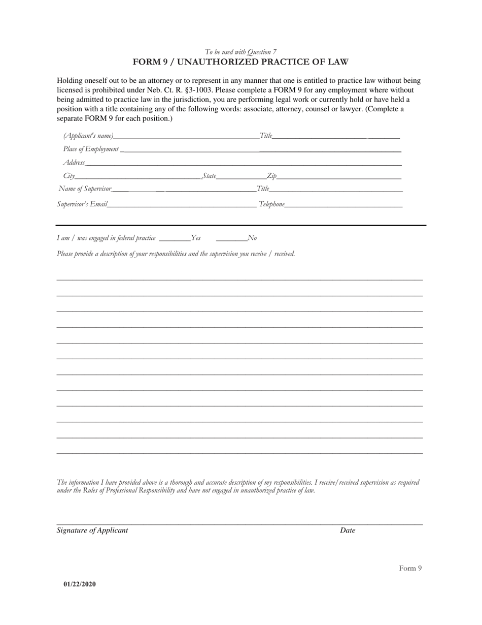 Form 9 - Fill Out, Sign Online and Download Fillable PDF, Nebraska ...