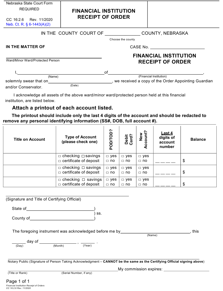 Form CC162.6 Download Fillable PDF or Fill Online Financial