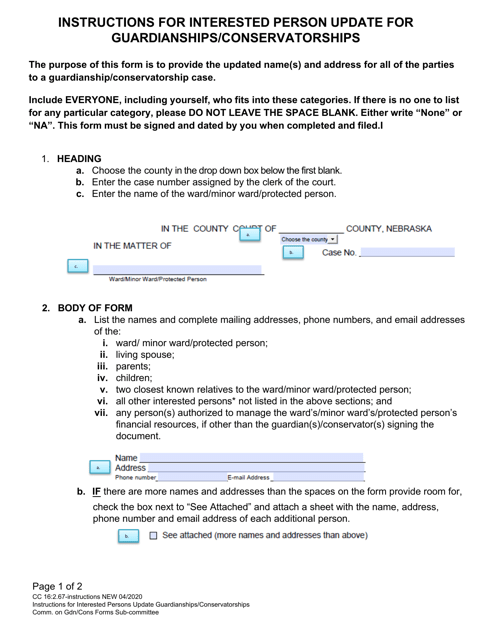 Form CC16:2.67  Printable Pdf