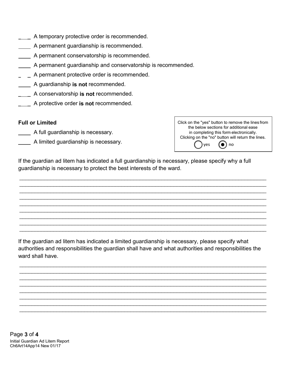 Form CH6ART14APP14 Appendix 14 Initial Guardian Ad Litem Report in a Proceeding Under the Nebraska Probate Code - Nebraska, Page 3
