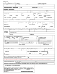 Form CH6ART14APP5A-5E Manual Uniform Citation and Complaint - Nebraska, Page 2