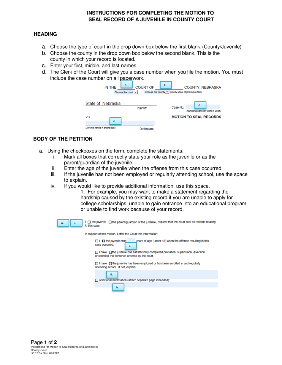 Download Instructions for Form JC15:3 Motion to Seal Records PDF ...