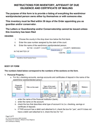 Instructions for Form CC16:2.9 Inventory, Affidavit of Due Diligence and Certificate of Mailing - Nebraska