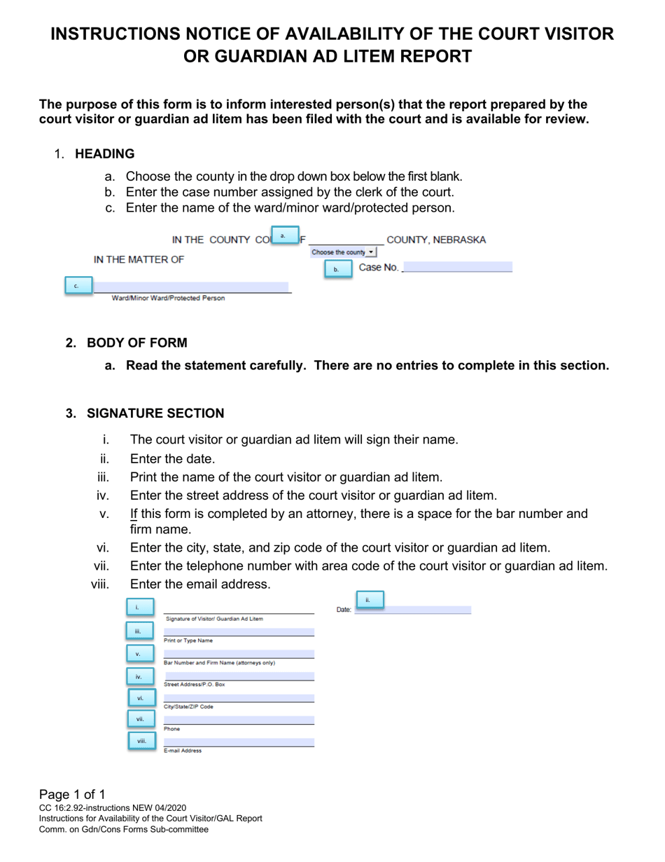 Download Instructions for Form CC162.92 Notice of Availability of the