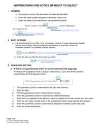 Document preview: Instructions for Form CC16:2.16 Notice of Right to Object - Nebraska