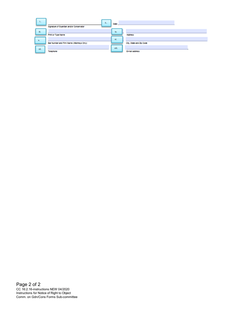 Instructions for Form CC16:2.16 Notice of Right to Object - Nebraska, Page 2