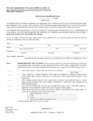 Document preview: Form CH6ART10APPA Appendix A Nebraska Juror Qualification Form - Nebraska