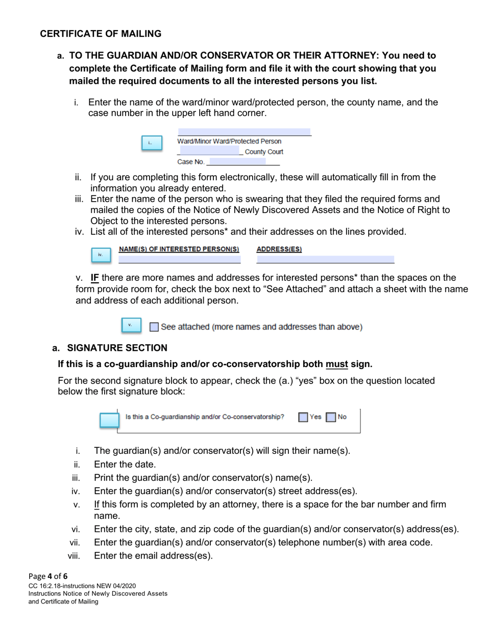 Instructions for Form CC16:2.18 Notice of Newly Discovered Assets - Nebraska, Page 4