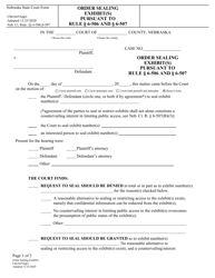 Form CH6ART5APP1 Appendix 1 Order Sealing Exhibit(S) Pursuant to Rule 6-506 and 6-507 - Nebraska