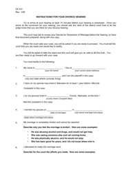 Document preview: Form DC6:4 Instructions for Divorce Hearing - No Children - Nebraska