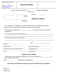 Form CC9:2 &quot;Notice of Appeal&quot; - Nebraska