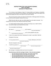 Document preview: Form DC6:6B Instructions for Divorce Hearing - With Children - Service by Publication - Nebraska