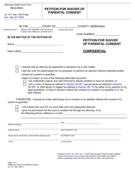 Document preview: Form JC14:7 Petition for Waiver of Parental Consent - Nebraska