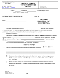 Document preview: Form JC14:10 Parental Consent Order and Findings of Fact - Nebraska
