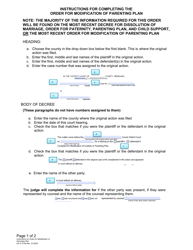 Document preview: Instructions for Form DC6:15.8 Order for Modification (Parenting Plan) - Nebraska
