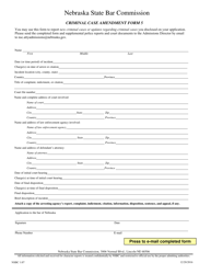 Form 5 (NSBC1:07) &quot;Criminal Case Amendment Form&quot; - Nebraska
