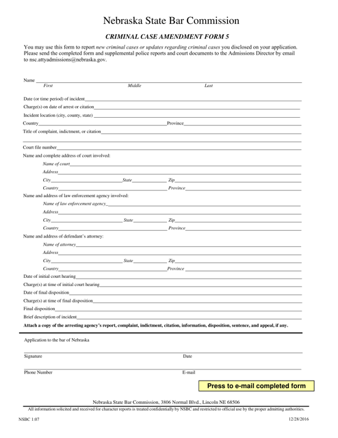 Form 5 (NSBC1:07)  Printable Pdf