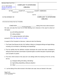 Form JC15:11 Complaint to Intervene (Sibling) - Nebraska
