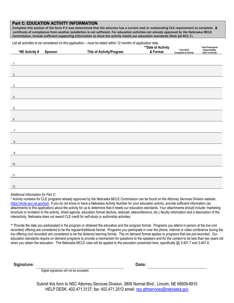 Form ASD3:04 Attorneys Form to Request a Reinstatement of Membership Status (From suspended to Inactive and From suspended to Active) - Nebraska, Page 2