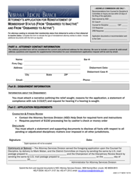 Document preview: Form ASD3:17 Attorney's Application for Reinstatement of Membership Status (From "disbarred to Inactive" and From "disbarred to Active") - Nebraska