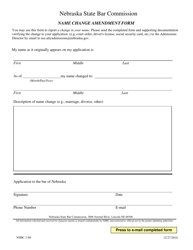 Document preview: Form NSBC1:04 Name Change Amendment Form - Nebraska