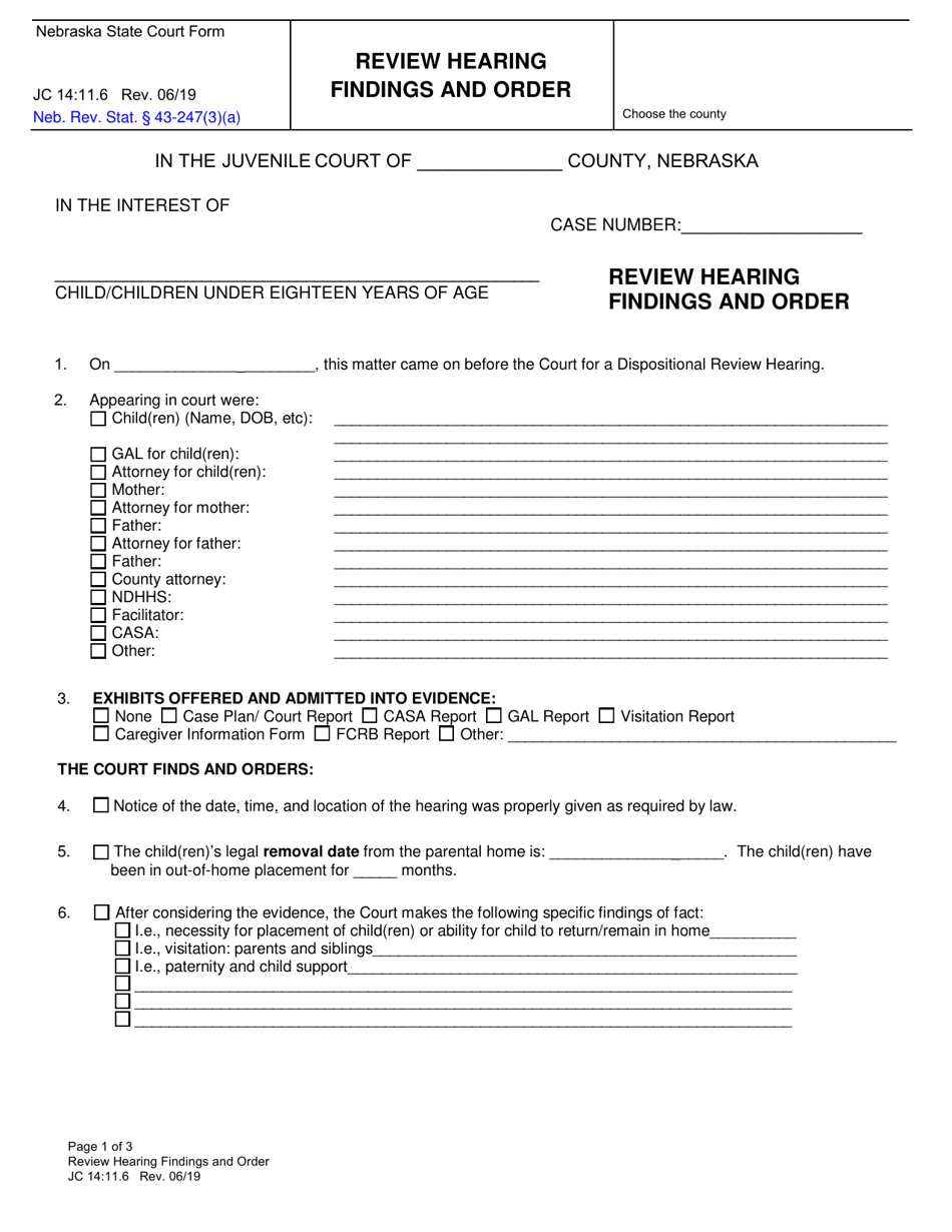 Form Jc14:11.6 Download Fillable Pdf Or Fill Online Review Hearing 