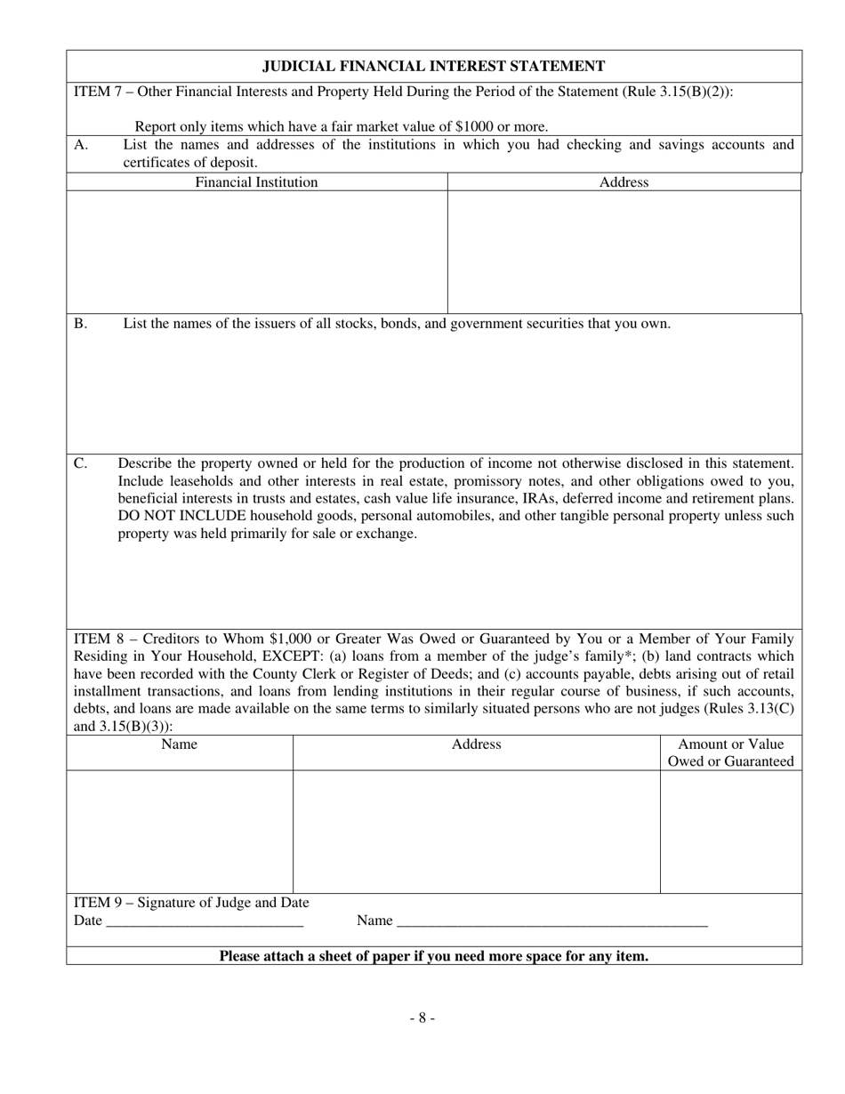 Form CH5ART3APPC Judicial Financial Interest Statement - Nebraska, Page 8