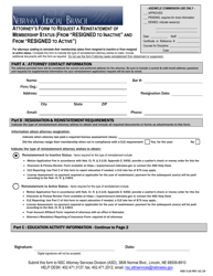 Form ASD3:16 Attorney&#039;s Form to Request a Reinstatement of Membership Status (From &quot;resigned to Inactive&quot; and From &quot;resigned to Active&quot;) - Nebraska