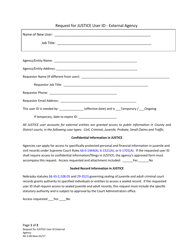 Document preview: Form AD2:06 Request for Justice User ID - External Agency - Nebraska