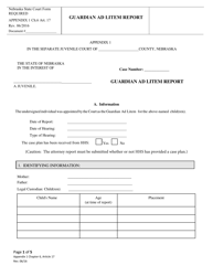 Document preview: Form CH6ART17 Appendix 1 Guardian Ad Litem Report - Nebraska