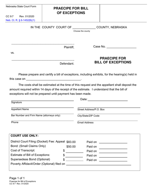 Form CC9:7  Printable Pdf