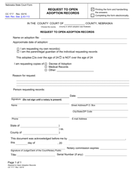 Document preview: Form CC17:7 Request to Open Adoption Records - Nebraska