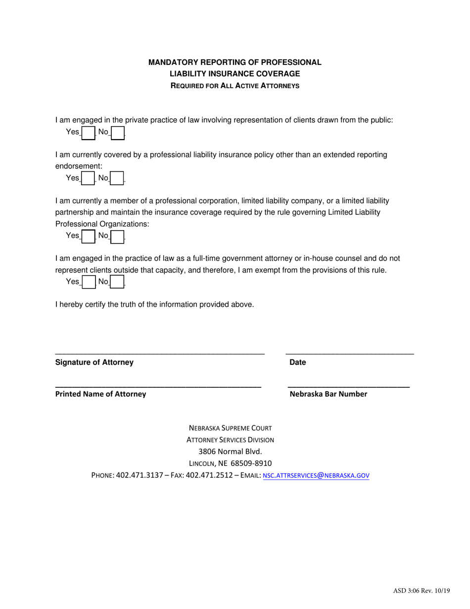 Form ASD3:06 Attorneys Form to Request a Transfer of Membership Status (inactive to Active and active to Inactive) - Nebraska, Page 4