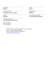 Form AD2:08 Interpreter Complaint Form - Nebraska (English/Spanish), Page 3