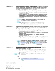 Instructions for Form DC6:5.38 Parenting Plan Parent-Created (Joint Legal and Sole Physical Custody) - Nebraska, Page 7
