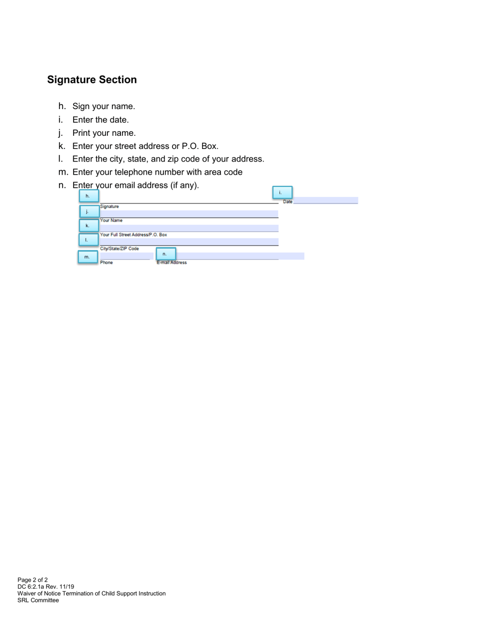 Instructions for Form DC6:2.1 Waiver of Notice on Termination of Child Support - Nebraska, Page 2