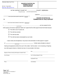Document preview: Form DC6:2.1 Waiver of Notice on Termination of Child Support - Nebraska